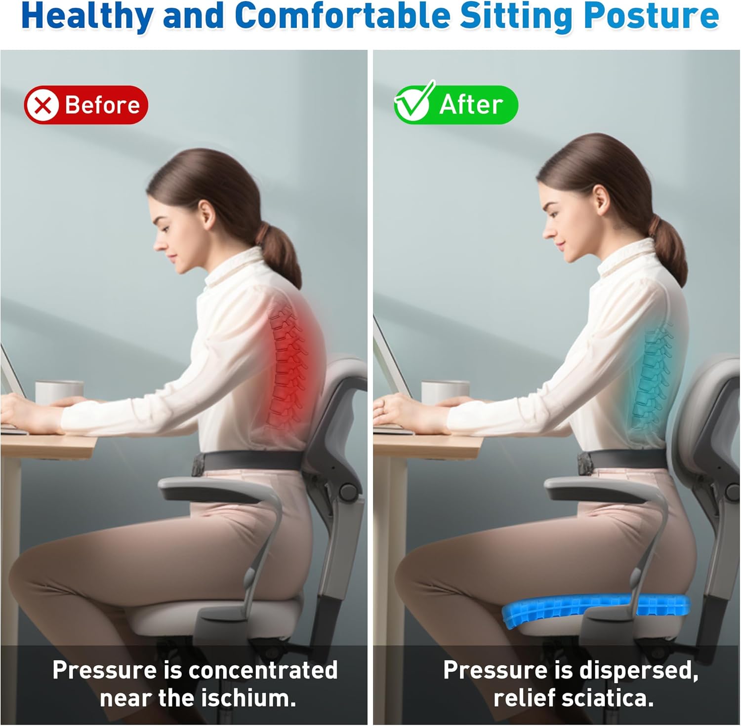 Kovaxn Premium Orthopedic Gel Seat Cushion